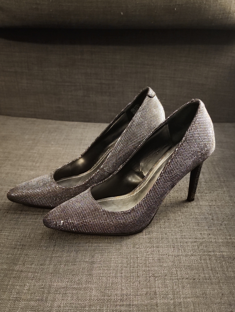 Jennifer Lopez Metallic Silver Pointed-Toe Stiletto Pumps